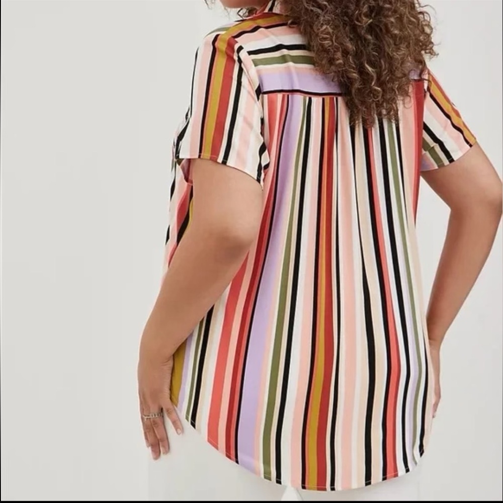 Torrid Multicolor Striped Button Down Stretch Cha… - image 2